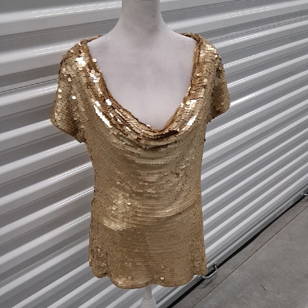 International Concepts Gold Sequin Top